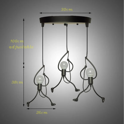 Pendant Lights Nordic Little Iron Man Hanging Lamp Retro Loft Lighting for Children's Room Kitchen Restaurant Coffee Bar Home