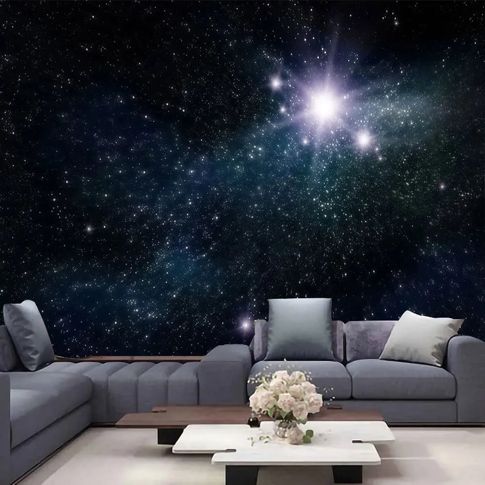 Mysterious Universe Space Starry Sky Blue Star Art Tapestry Wall Hanging Psychedelic Tapestry for Bedroom Living Room Decoration