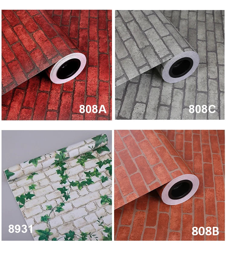 Red Brick Moisture-Proof Waterproof Renovation Sticker PVC Self-Adhesive Room Decoration Bedroom Study Background Wall Wallpaper