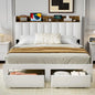 Upholstered Bed Frame Queen Size with Headboard with Storage Drawers & Charging Station,No Box Spring Needed/Heavy Duty