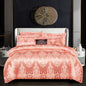Floral Jacquard Satin Duvet Cover Set Queen 3 Piece Luxury Silk Like Bedding Comforter Covers with Zipper Closure & Corner Ties