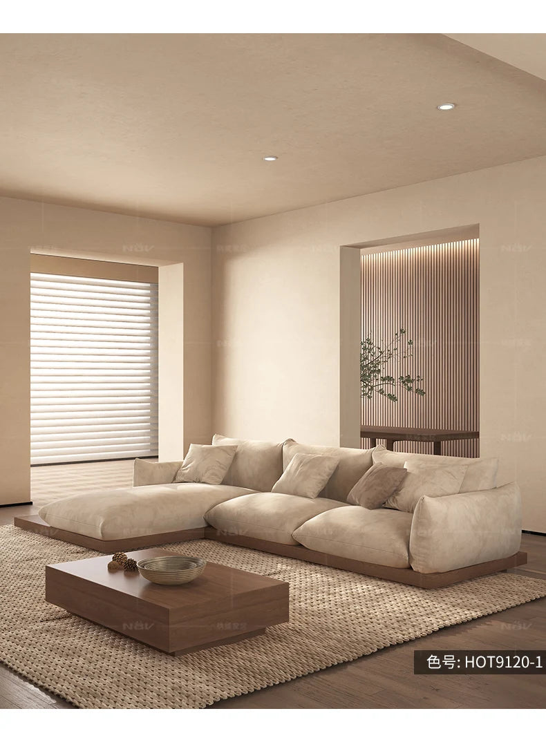 Japanese-style log wabi-sabi wind platform bread fabric sofa living room minimalist creative furniture