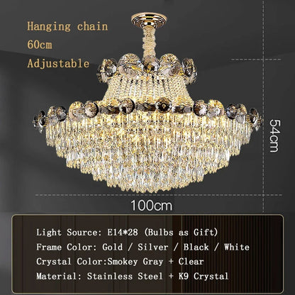 2024 Modern Large Luxury Living Room Chandeliers for Staircase Designer Crystal Pendant Lamps Home Decor Lighting Lustre Fixture