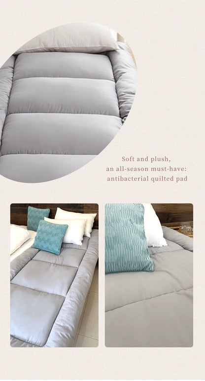 Premium Mattress Topper With Feather Velvet and Brushed Surface for Single/Double Beds Futon Sleeping Mats on the Floor Cover