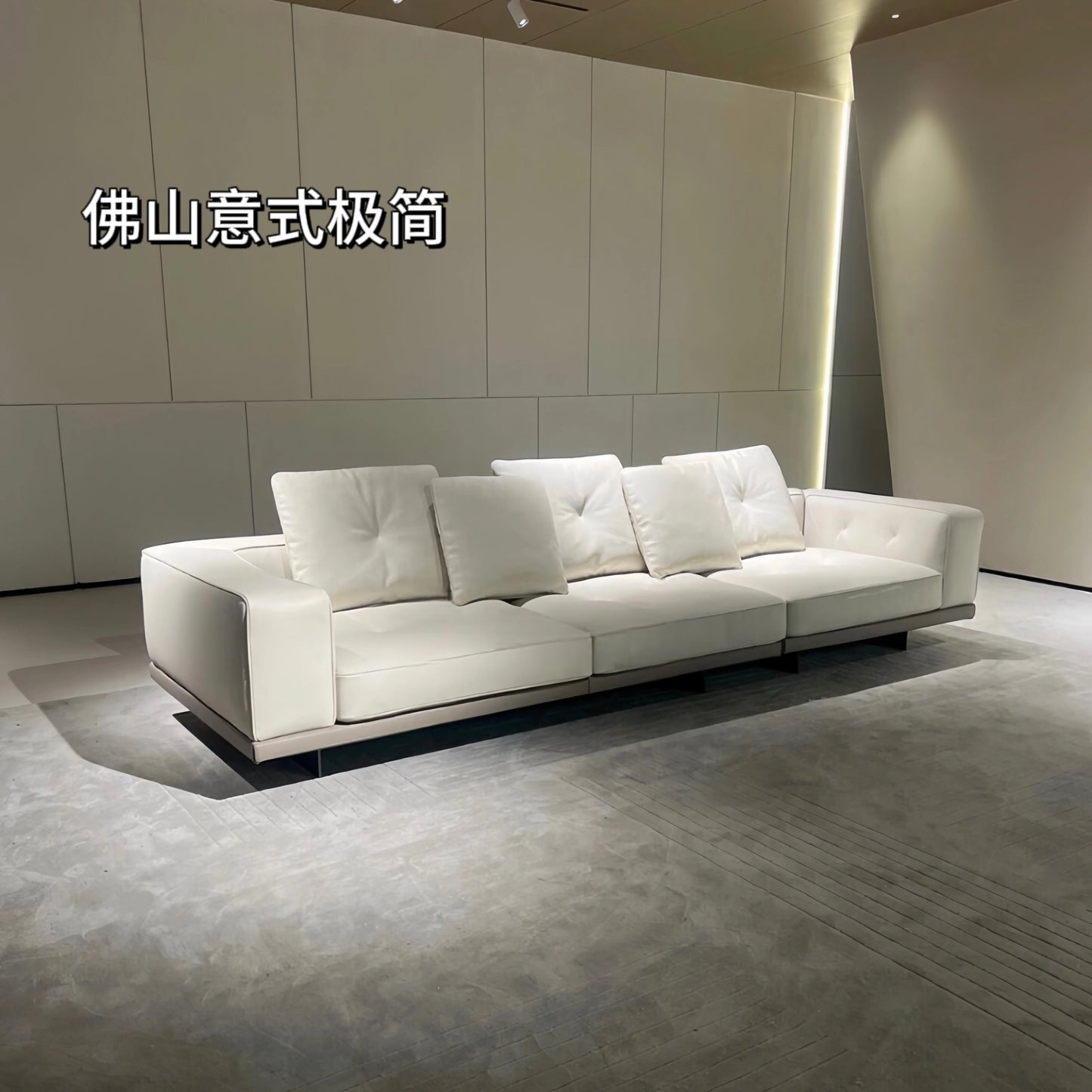 Large Nordic Italian Sofa Luxury Beige Leather Designer Modern Double Couch Living Room Chaise Canape Salon Home Furniture
