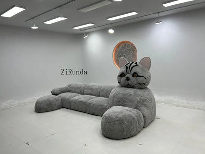 Cat-shaped cartoon animal sofa living room creative size apartment fabric plush sofa