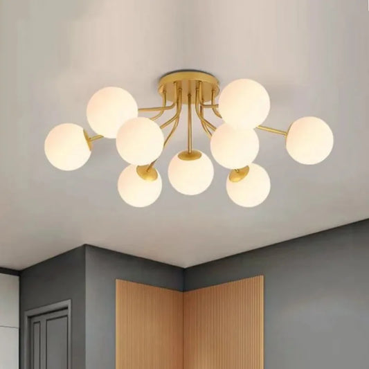 Nordic Milk White Glass Chandel Ceiling Lights for Living Room Bedroom LED Chandelier Kitchen Light Black Lighting Light Fixture