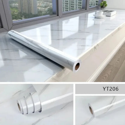80cm Width Oil Proof Wall Stickers Waterproof Foil Wallpaper Marble Self Adhesive Mould Proof Sticker for Kitchen Bathroom Decor