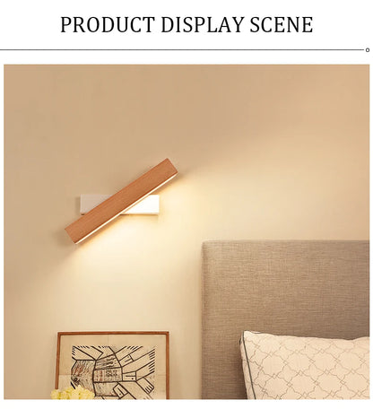 New Rotatable Wall Lamp Nordic Solid Wood LED Wall Light Simple Bedside Study Reading Adjustable Lighting Home Decor Lamps
