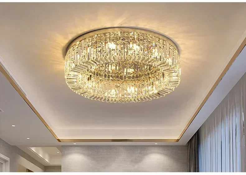 Luxury Modern Minimalist Crystal Glass Round Ceiling Chandelier for  Living Room Bedroom Study Led Indoor Lighting Decor