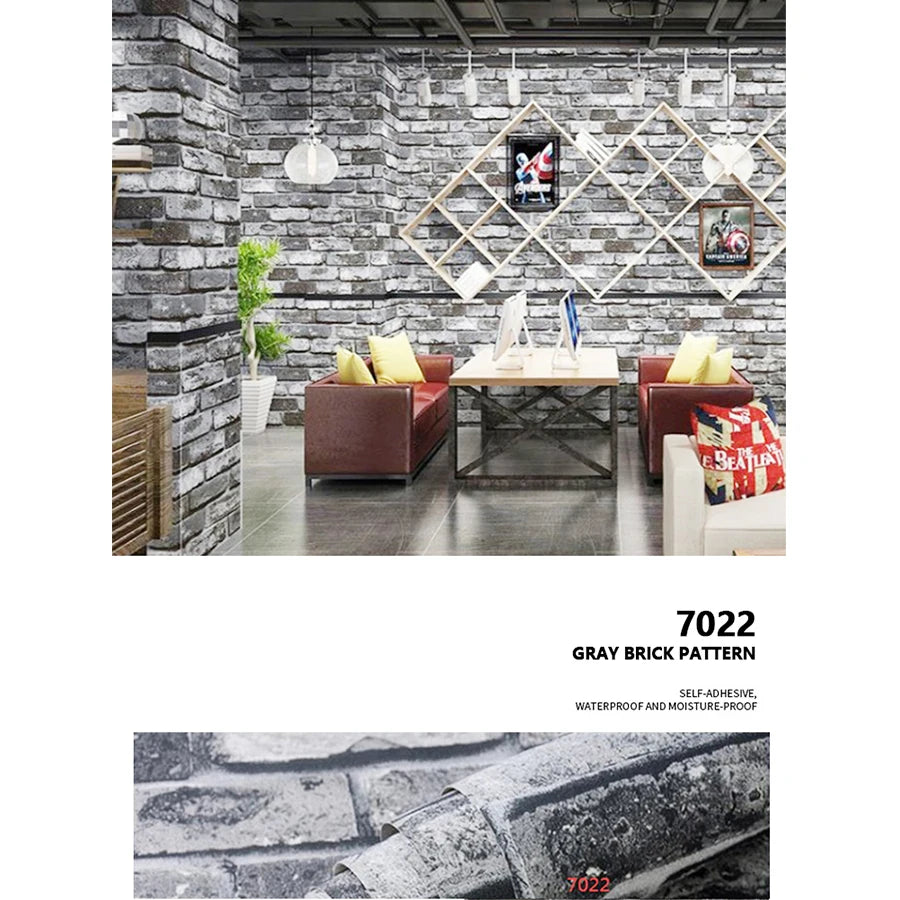 Red Brick Moisture-Proof Waterproof Renovation Sticker PVC Self-Adhesive Room Decoration Bedroom Study Background Wall Wallpaper