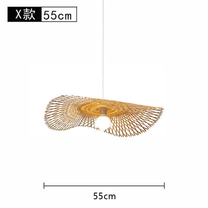 Bamboo Lantern Bamboo Woven Chandelier Chinese Restaurant Tea Room Chandelier Japanese Restaurant Straw Hat Rattan Woven Chandel
