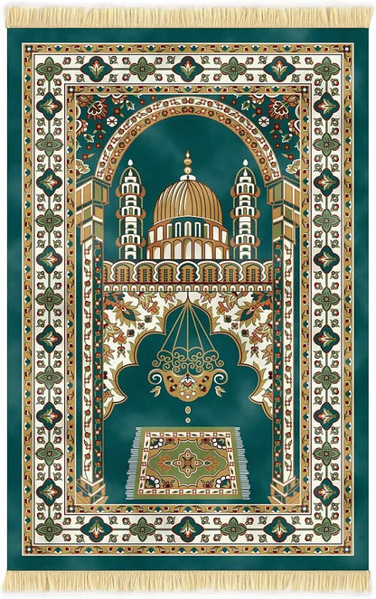 Nicoman Muslim Prayer Rug with Elegant Design | Janamaz | Sajadah | Soft Islamic Carpet Mat, Thick Velvet Fabric
