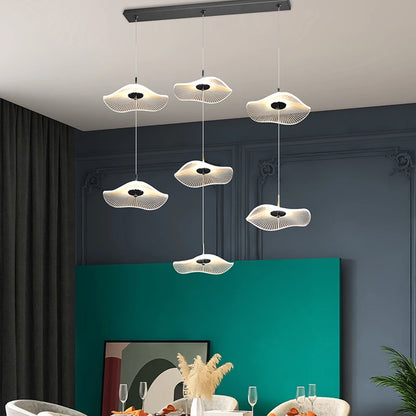 Led Staircase Pendant Lamp Modern Circular Lotus Leaf Living Room Chandelier Designer Villa Style Large Penthouse Chandelier