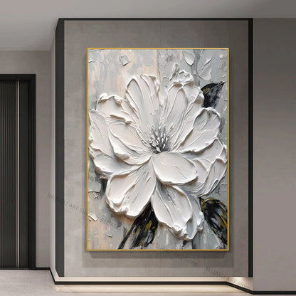Blooming White Flowers On Canvas, Poster,Print Painting Abstract  Wall Art Picture For Nordic Living Room Decor Cuadros Unframed