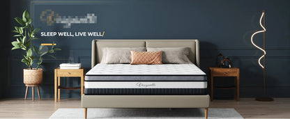 Vesgantti 11 Inch Pocket Sprung Mattress with Breathable Foam and Individually Pocket Spring - Medium, Luxury Box Top Collection
