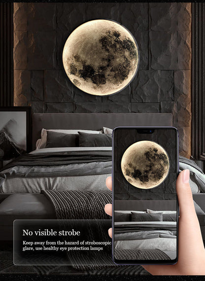 Nordic Modern Designer Art Minimalist Moon Wall Lamp Foyer Gallery Background Bedroom Bedside Roof Creative Decoration Hotel Bar