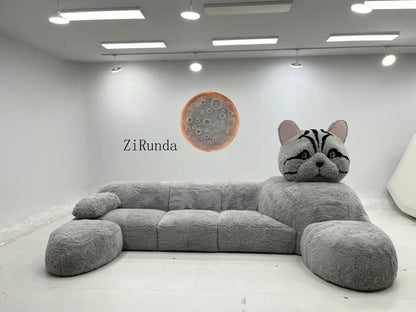 Cat-shaped cartoon animal sofa living room creative size apartment fabric plush sofa