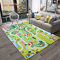 Child Playmat Traffic Highway City Playroom Carpet Rug for Home Living Room Bedroom Doormat Decor, Area Rug Non-slip Floor Mat