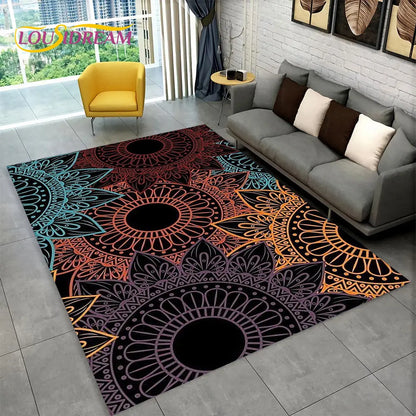 Bohemia Mandala Geometric Area Rug,Carpet Rug for Home Living Room Bedroom Sofa Doormat Kitchen Decor,Kid Non-slip Floor Mats