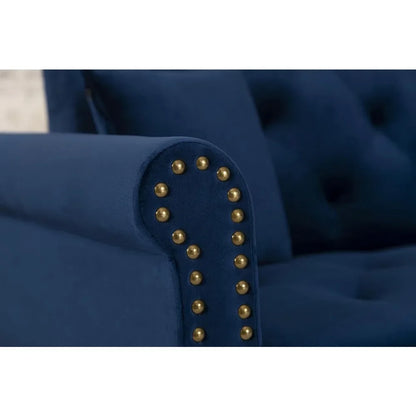 Sectional Sofa Right Hand Facing Velvet Button Tufted, L Shape Chaise with Nail Head Detail, Sofa