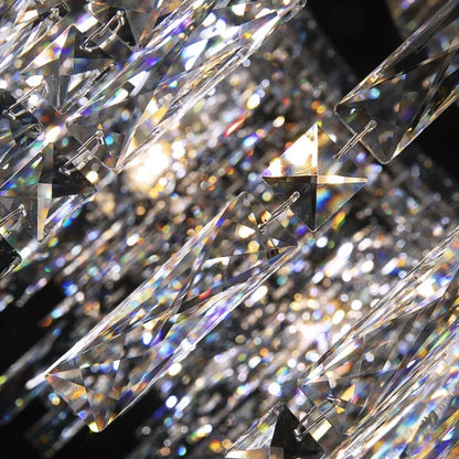 Italy Designer Luxury Chrome Chandelier K9 Crystal for Dining Room Hotel Hall Villa Bar Round Long  Hanging Light Fixture Decor