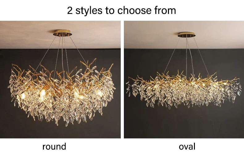 Dining Room Chandelier Long Shaped Dining Room Circular Branch Simple French Luxury Villa Living Room Crystal Lighting Fixtures