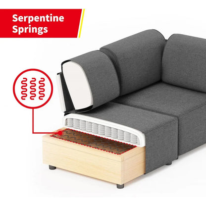 Modular Sectional Sofa with Chaise, Convertible Oversize L Shaped Couch with Reversible Ottoman,Linen 6 Seater Free Combination