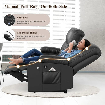 Loveseat Recliner Sofa Set 2+1+1 Pieces in Living Room, Reclining Loveseat Leather, 2 Recliner Chairs Sofa Seat