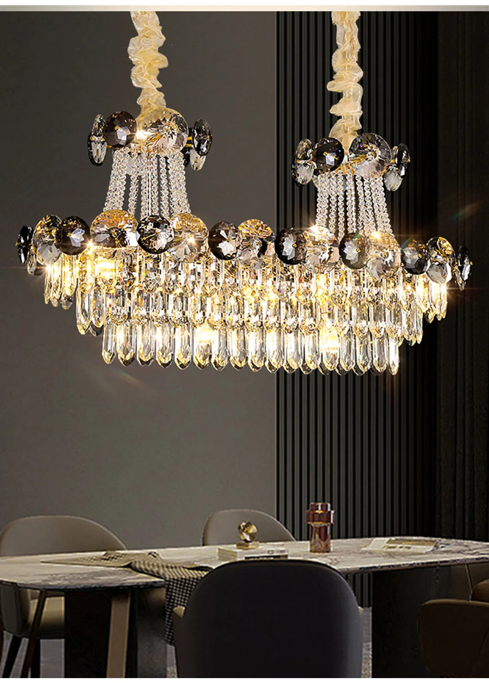 2024 Modern Large Luxury Living Room Chandeliers for Staircase Designer Crystal Pendant Lamps Home Decor Lighting Lustre Fixture