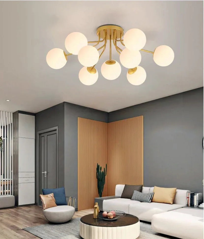 Nordic Milk White Glass Chandel Ceiling Lights for Living Room Bedroom LED Chandelier Kitchen Light Black Lighting Light Fixture