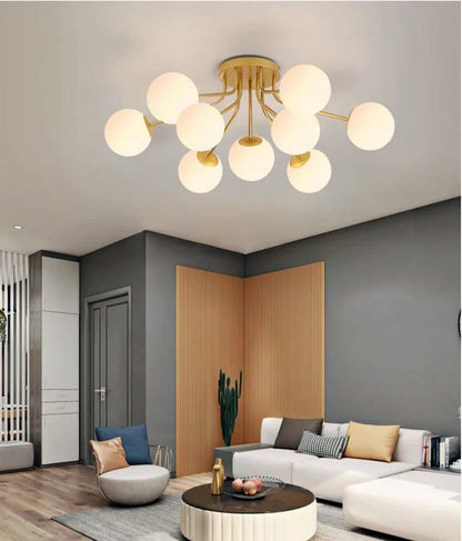 Nordic Milk White Glass Chandel Ceiling Lights for Living Room Bedroom LED Chandelier Kitchen Light Black Lighting Light Fixture