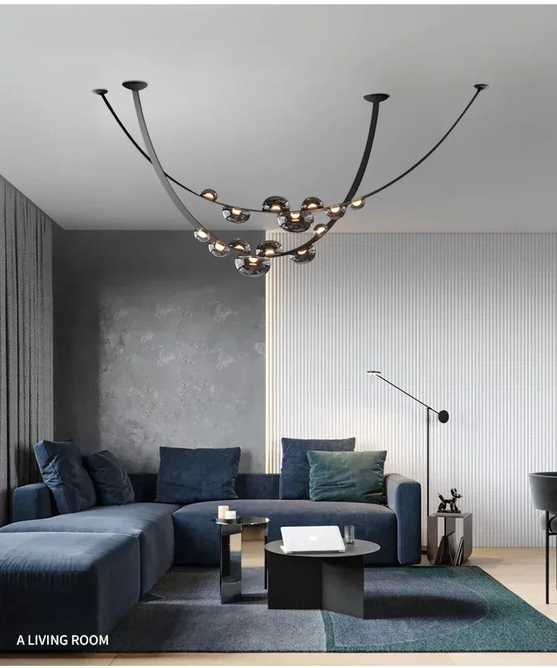 Modern Minimalist Restaurant Gray Decorative Chandelier Nordic Art Designer Villa Duplex Suspended Living Room Staircase Chandel