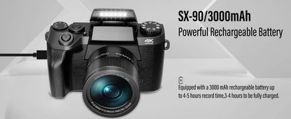 2025 16X Zoom 64MP DSLR HD WIFI Cameras 4.0 Touchscreen 4K Digital for Tiktok Photography Video Live Streaming Vlogging
