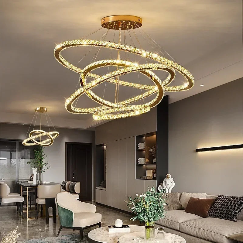 2024 Modern Crystal Ceiling Hanging Chandeliers for Living Dining Table Room Bedroom Lamps Home Decorations Pendant Light Lustre