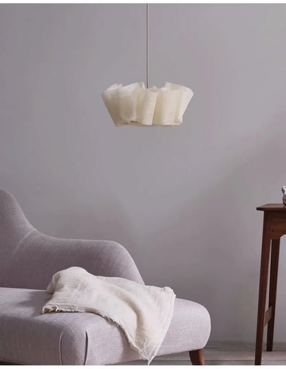 Handmade fabric LED chandelier Japanese retro study bar homestay living room fabric lighting