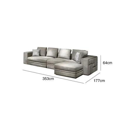 Light Luxury Living Room Sofa High-end Home Furniture for Large Villa L-shaped Leather Couch Designer Furniture Sofa for Villa