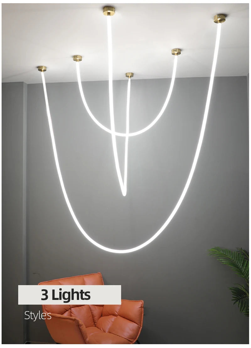 Nordic Hose Led Chandelier for Dining Living Room Center Table Kitchen Bedroom Pendant Lamp Minimalist Decor Lighting Lusters