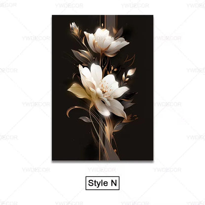 Luxury Black Gold Plant Leaves Canvas Poster Print Modern Home Abstract Wall Art Painting Living Room Luxury Decoration Gift