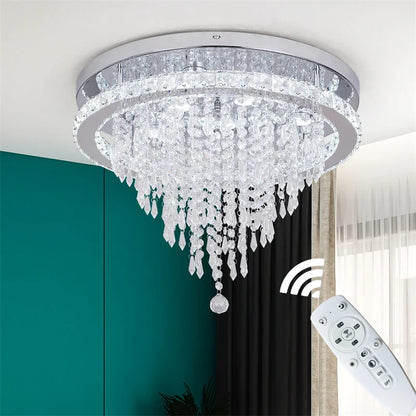 Luxury Crystal Modern LED Ceiling Chandelier Light Remote Dimming Round Ceiling Lamp for Home  Decoration Indoor Hanging Lamps