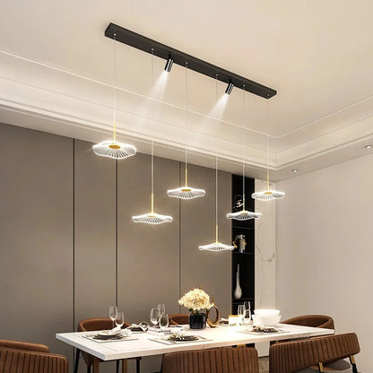 LED Restaurant Chandelier Hanging Pendant Light for Company Hotel Front Desk Lighting Spotlight Lotus Leaf Dining Table Fixtures