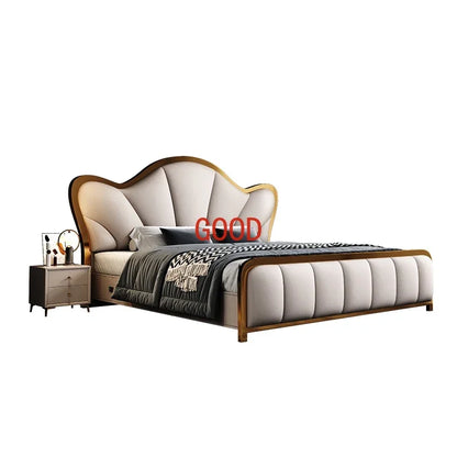 Nordic Luxury Double Bed Modern Wood High End Headboard Frame Double Bed Kids Girl Camas Matrimonial Furniture For Bedroom