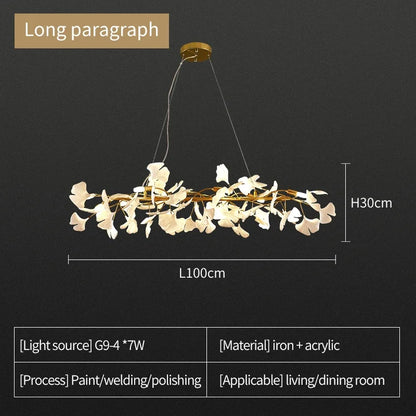 Nordic gingko leaf LED chandelier modern Kitchen living room Bedroom Dining room round interior loft ceiling hanging light