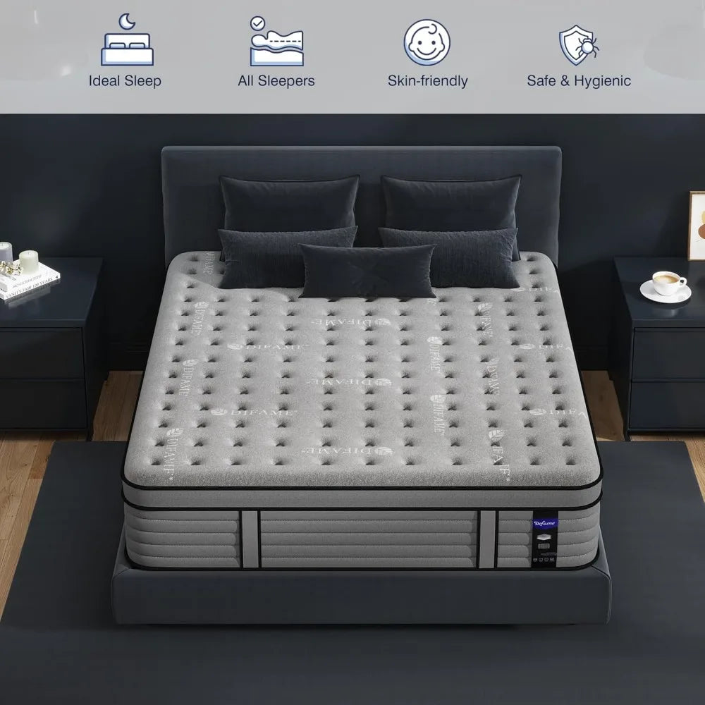 King Size Mattress, 14 Inch King Hybrid Mattress in a Box with Memory Foam, Upgraded Strengthen Individually Pocket Spring