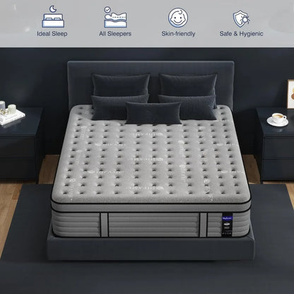 King Size Mattress, 14 Inch King Hybrid Mattress in a Box with Memory Foam, Upgraded Strengthen Individually Pocket Spring