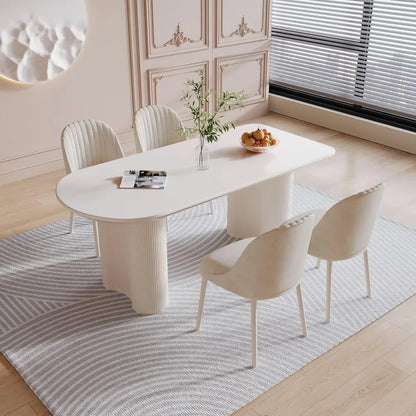 Dining Table Set for 4, 55" Oval Dining Room Table and Chairs Set 4C Baking Paint Technology, Dining Tables with 4 Chairs