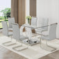 Glass Dining Table Set for 6 ,7 Piece Dining Table Set,Tempered Glass Table Top,PU Leather Ergonomic Dining Chairs Easy Assembly