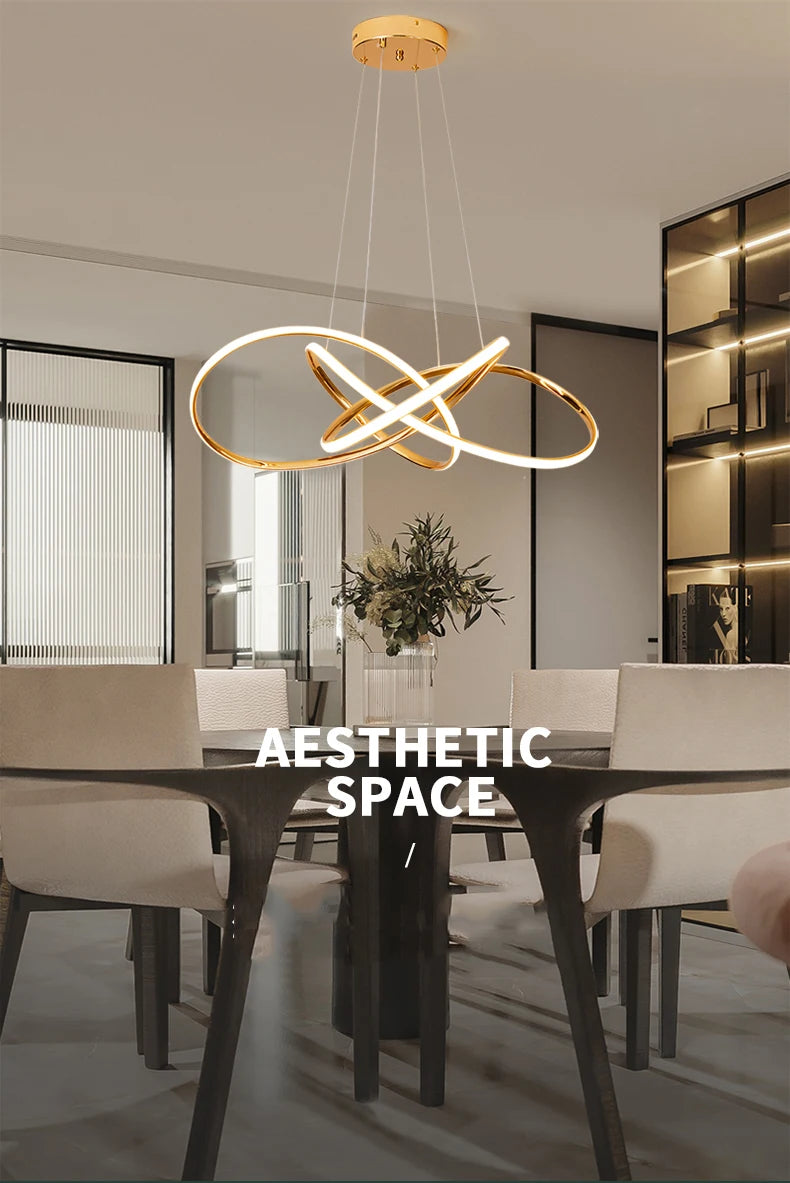 LED Gold Chandelier Modern Home Lighting For Living Room Dining Room Bedroom Kitchen Ceiling Decoration Lustre Hanging Lamp