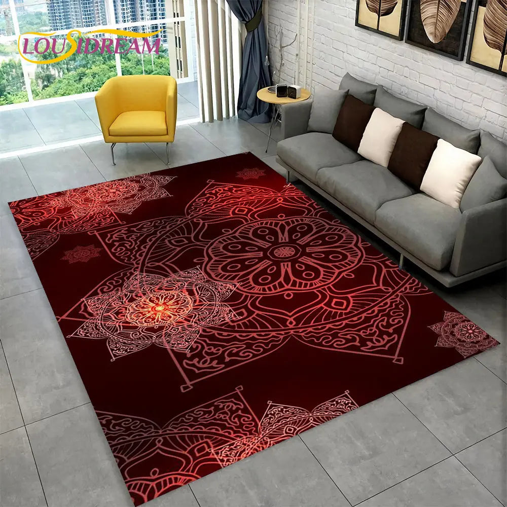 Bohemia Mandala Geometric Area Rug,Carpet Rug for Home Living Room Bedroom Sofa Doormat Kitchen Decor,Kid Non-slip Floor Mats