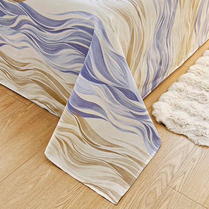 Abstract Geometric Stripe Lines Flat Sheet 3 Pieces 100% Cotton Bed Sheet Soft Comfortable Bedding for Guestrooms and Bedroom